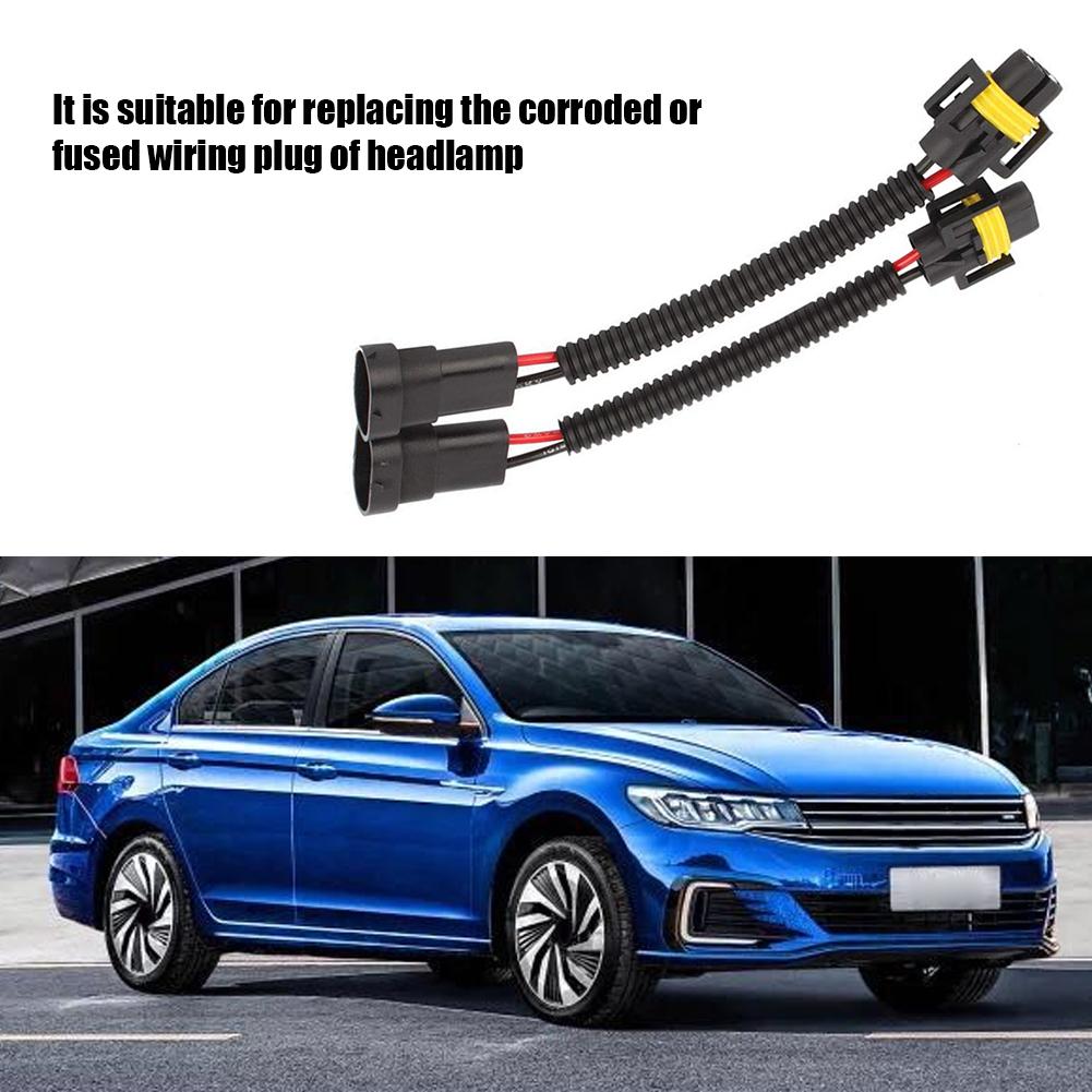 2pcs Car Headlamp H11 H9 H8 Extension Wiring Harness Replacement for Car Automotive Headlights Fog Lights