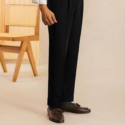 "2024 Korean Men's Straight-Leg Solid-Color Trousers: All-Season, Trendy, and Iron-Free"