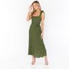 Women Summer Casual Sleeveless Spaghetti Strap A-Line Dress High Waist Long Split Solid Color Dresses