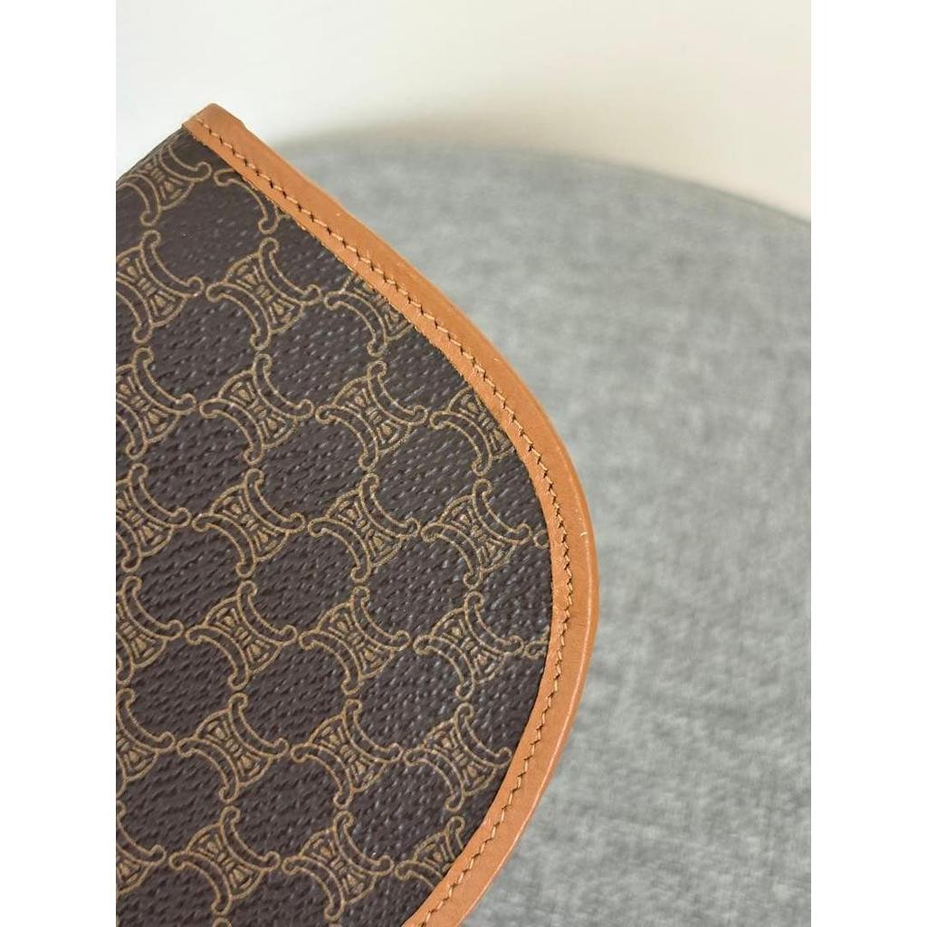 Used 【Beautiful Condition】Celine Macadam Brown-toned Bi-fold Wallet Half-moon 529