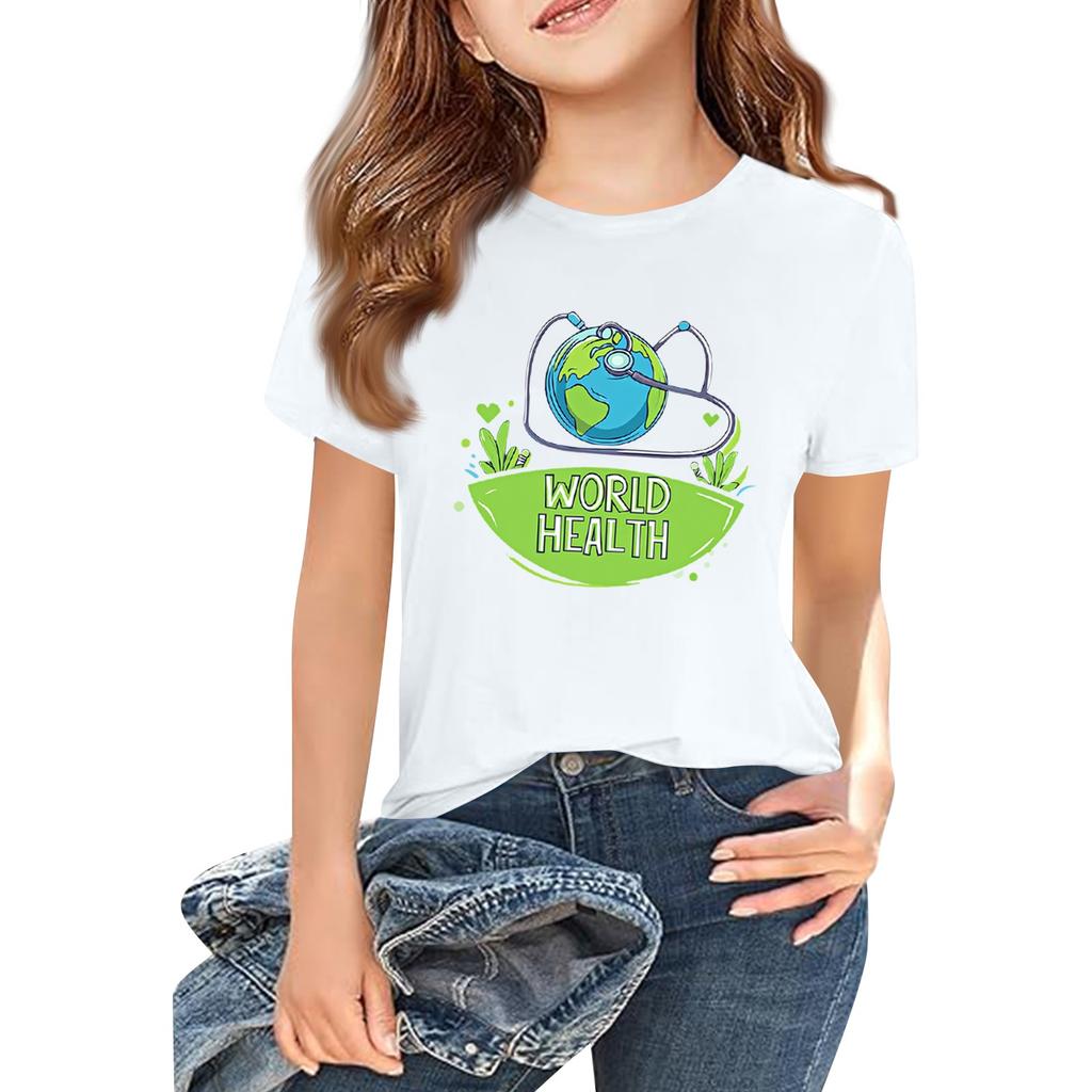 Children's Fashion Casual Short Sleeve Printed Round Neck Short Sleeve T-Shirt Top