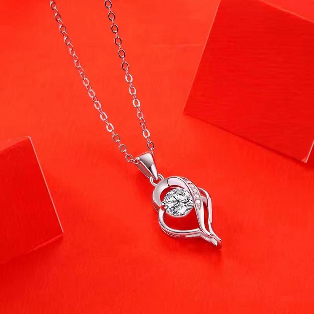 Moissanites Heart Necklace Anniversary Gift Adjustable Length Clavicle Chain Stylish Wedding Gift Dainty Jewelry