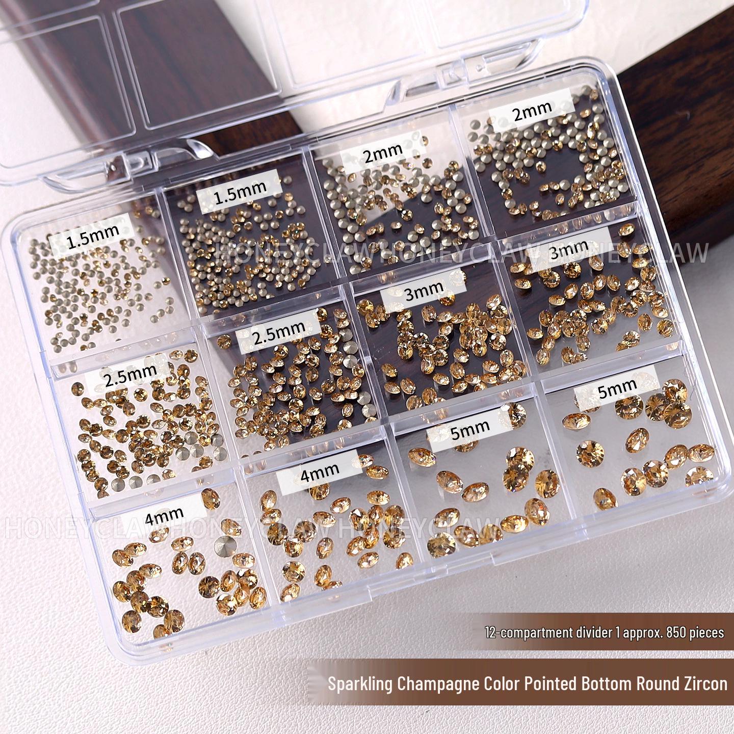 Супер Блестящие Круглые Циркониевые Стразы для Маникюра - 12 Отделений Граненых Страз для Украшения Ногтей