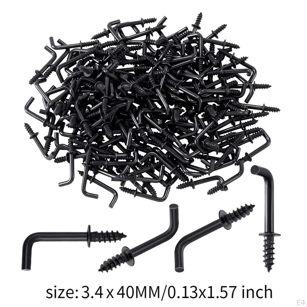 100 Count Black Carbon Steel L Hooks for Organizing