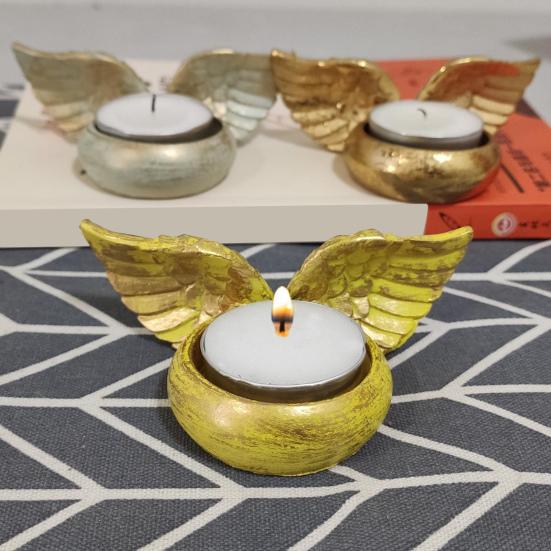 Andělská křídla svícen pryskyřice vintage styl svícen modlitba čajová svíčka svícen pro domácí svatební vánoční kostelní dekoraci