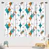 Mid Century Modern Curtains,Blue Orange Abstract Atomic Geometric Pattern Retro 1950S 1960S Style Window Treatments For Bedroom