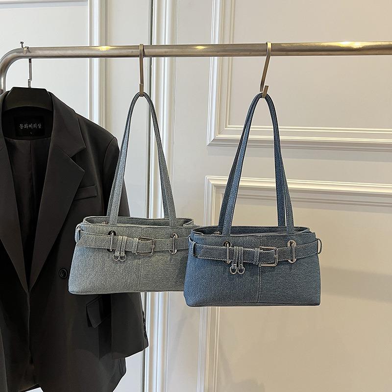 New niche versatile hand bag, retro armpit bag, denim bag, shoulder bag.