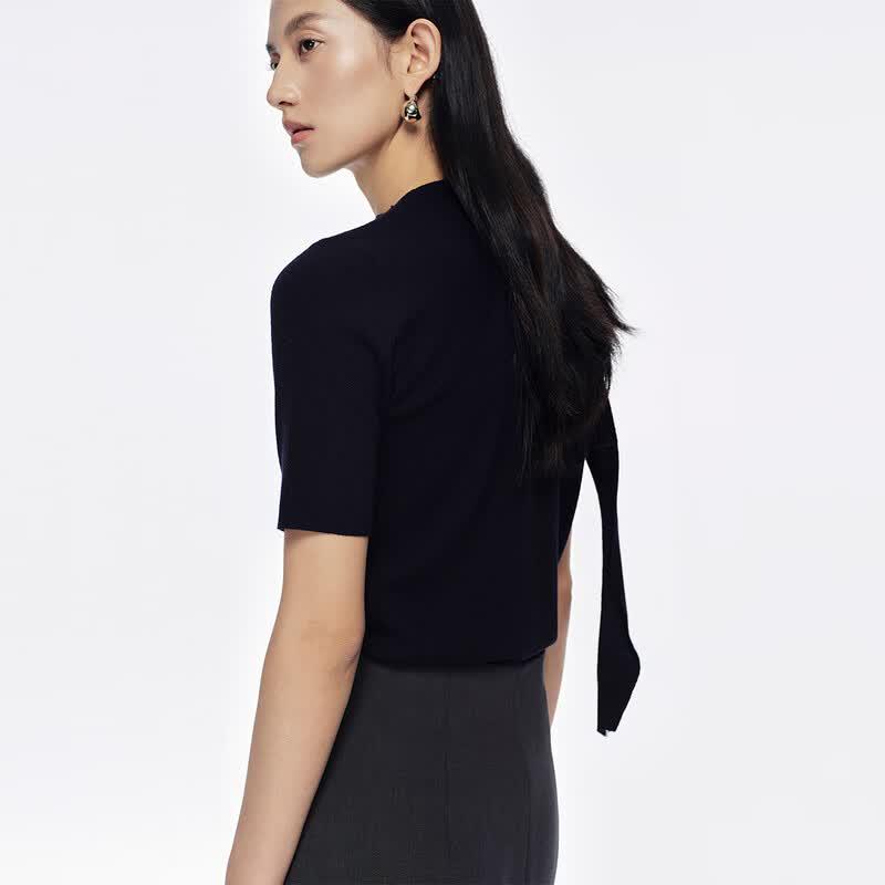 Women's Fashion Bow-Tie Knit Top
