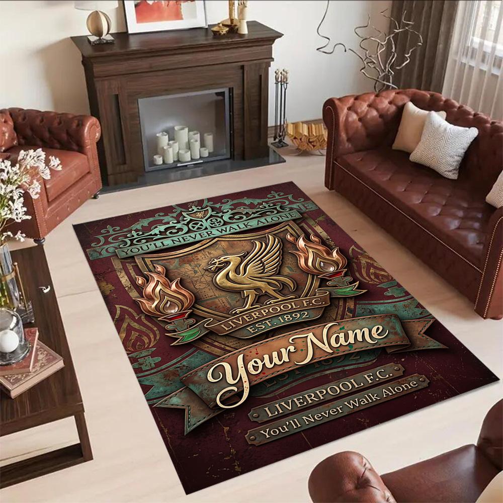Liverpool Team Personalized Name Floor Rug Office Rug Design For Balcony Bedrooms Foyer Playrooms Antislip Carpet Office Home Decor