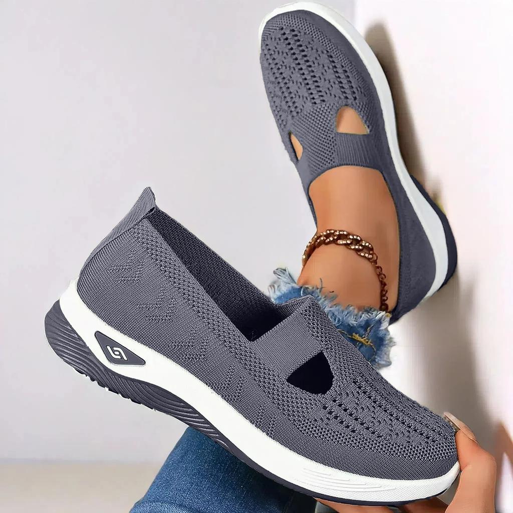 Fashion Soft Sole Knitted Sneakers for Women Breathable Comfort Casual Sports Shoes Woman Lightweight Hollow Out Mesh Flats Summer Shoes