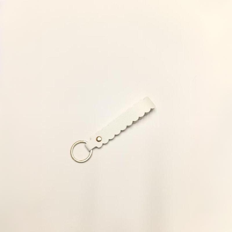 Leather Wave Edge Key Ring Holder 1Pcs Wavy Scalloped Design Soft Keychain Stylish Bag Pendant for Travel Outdoor Use