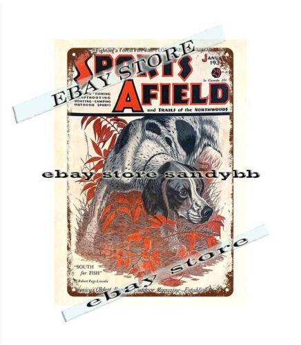 

wall art decor 1932 fishinghunting cover art hunting dog metal tin signAluminum 20x30cm（7.8x11.8inch）