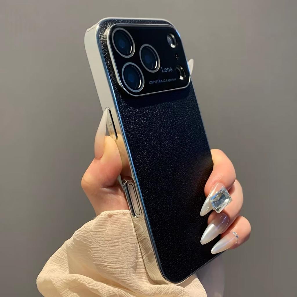 Luksusowe Wegańskie Skórzane Poszycie Odporne na Wstrząsy Etui na Telefon dla iPhone 17 Air 16 15 14 Plus 13 12 Pro Max Ochrona Soczewki Aparatu Matowa Pokrywa