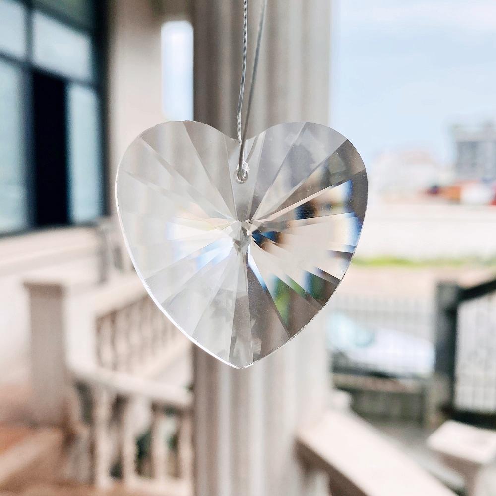 

40 мм подвесной декор в виде сердца из кристаллов, люстра в виде ловца солнца, хрустальные призмы, кулон, ограненный радуга, домашний сад, свадебный декор