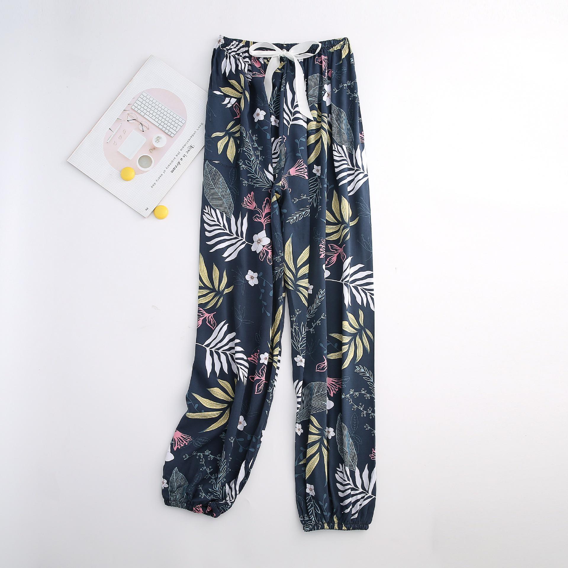 

Женские хлопково-вискозные брюки для сна с манжетами - Большой размер, Свободный крой, Для беременных, С карманами, Идеально для лета. One Size