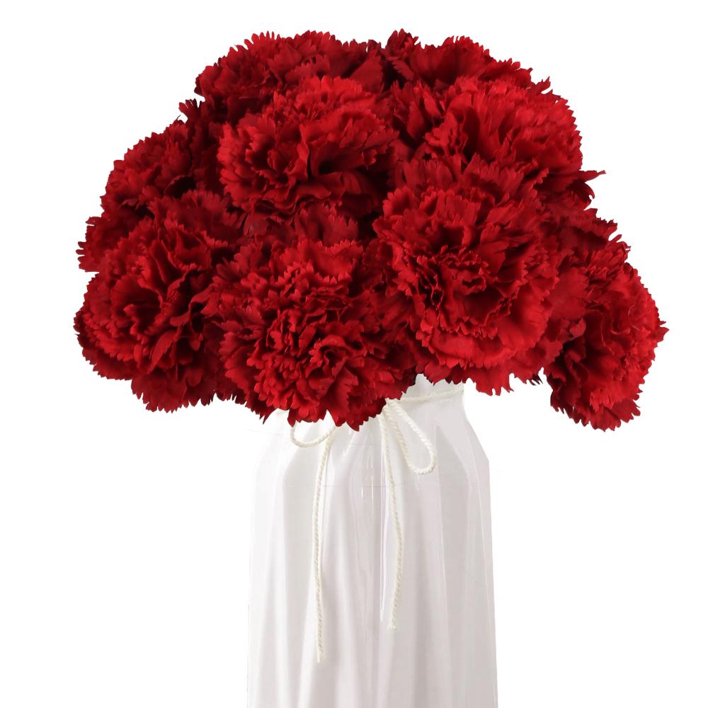2 Bunches Artificial Carnations Total 12 Heads Silk Faux Flowers for Funeral Arrangements Wedding Bouquets Cemetery Wreaths DIY Crafts