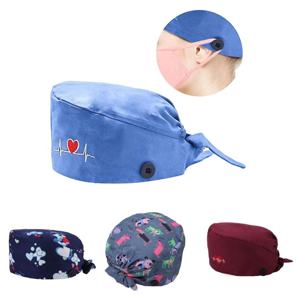 Comodo cappellino chirurgico in cotone con fascia assorbi-sudore e vestibilità regolabile