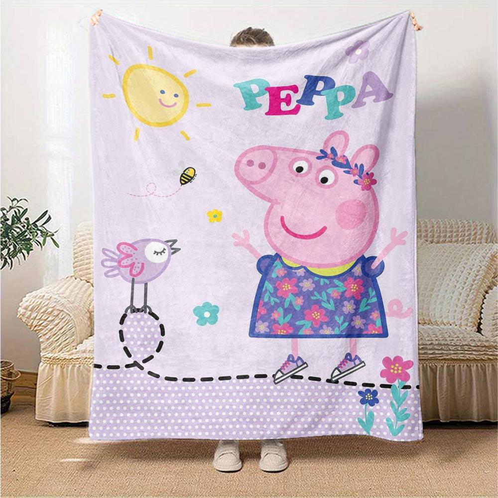 Peppa Pig Theme Printed Blanket - Perfect for Couch, Bed, Travel & Outdoor Use | Machine Washable, Cozy & Durable.