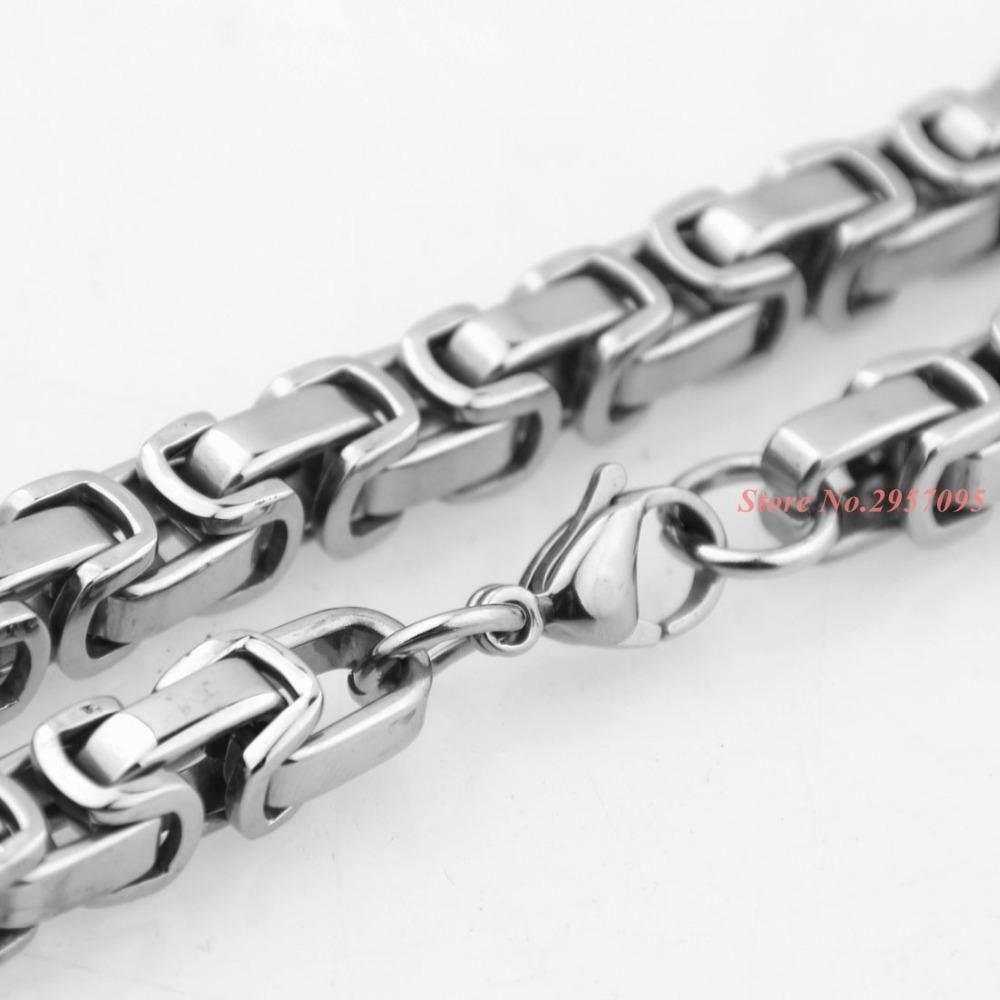 Trendy Style Mens Necklace 5 /6 /8mm Wide Silver Color Stainless Steel Byzantine Box Chain Vintage Jewelry