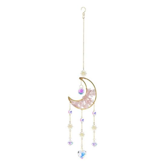 Crystal Sun Catcher Crescent Moon Sun Catcher Rainbow Maker Prism Ornament for Window Balcony Bedroom Garden Hanging