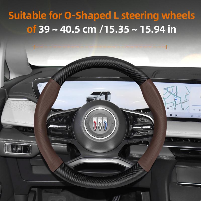 Suitable for Buick Perforated Leather Matte Carbon Fiber Texture Steering Wheel Cover Encore GX Envista Envision Enclave Black