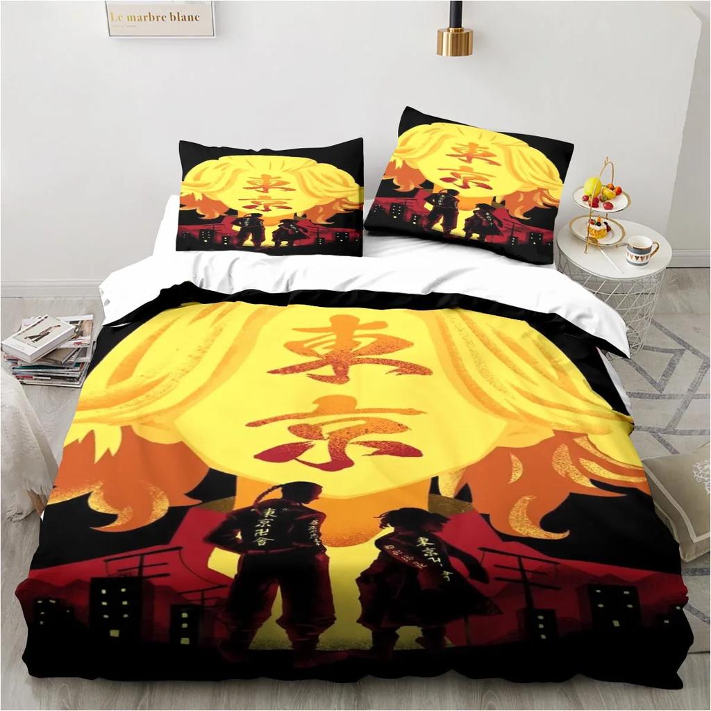 Anime Tokyo Revengers Ryuguuji Ken Sano Manjiro Bettbezug Cartoon Bettwäschesets Bettset Steppdecke Bettdeckenbezüge Heimtextilien