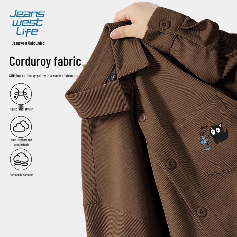 Мужская вельветовая полосатая повседневная рубашка JEANSWEST LIFE M