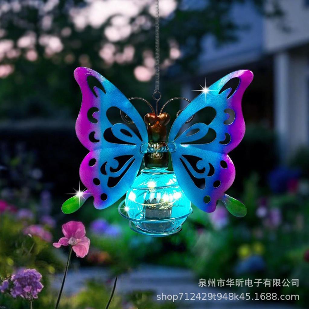 Solar Flying Insects Night Light with Hanging Rope/Hook Metal Simulated Insect Ornaments Lights Outdoor for Garden Home Decor