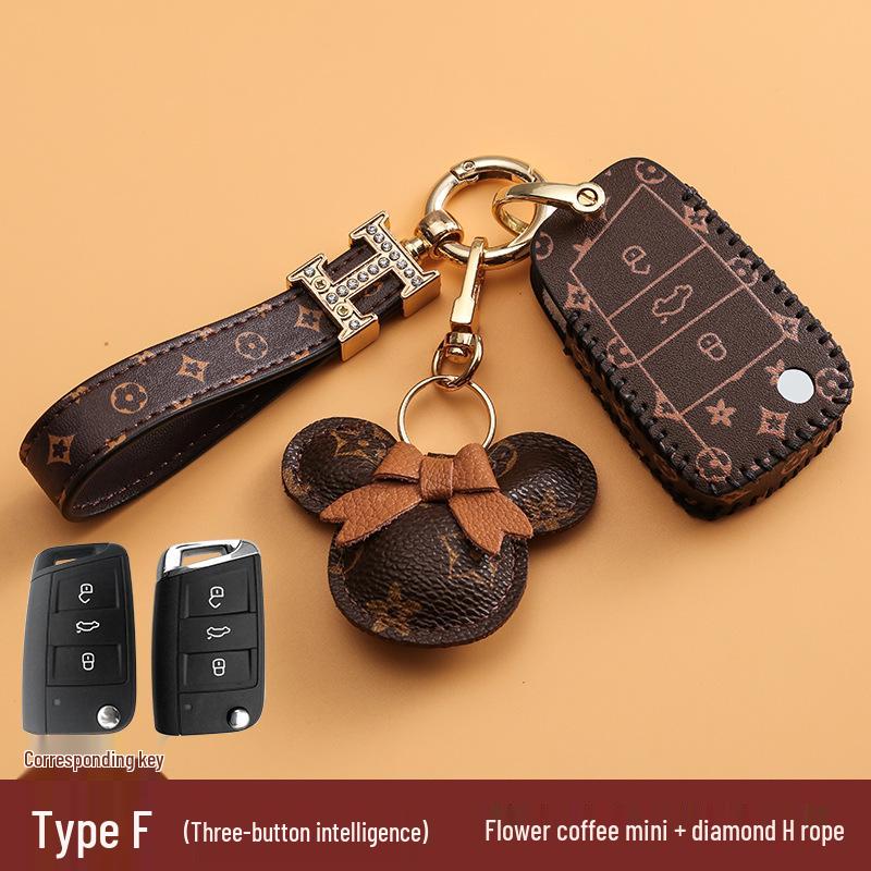 Volkswagen Car Key Cover for Sagitar, Bora, Lavida, T-Roc, Tiguan L, Golf 8, Tayron, POLO with Women's Bag Buckle