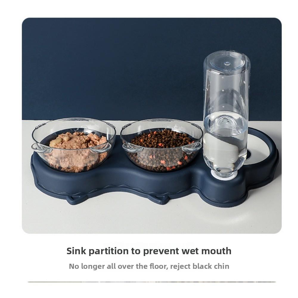 Double Bowl Automatic Pet Feeder Water Dispenser Cat Basin Dog Bowl Cat Bowl Cat Supplies Water Dispenser