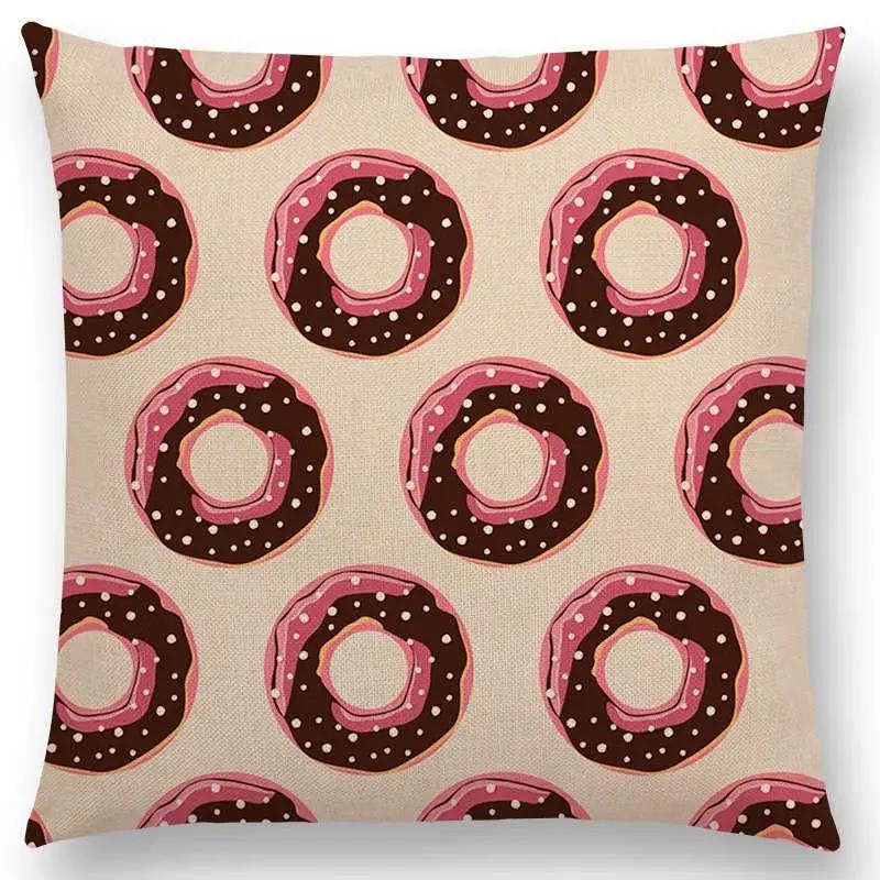 Colorful Prints Cushion Cover Chocolate Candy Donuts Pretty Ice Cream Pattern Color Party Sofa Throw Pillow Case Decor