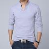 Men's Solid Color V-Neck Long-Sleeved Casual Polo Shirt