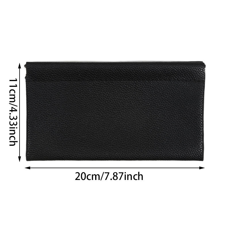Self-closing First-layer PU Leather Long Wallet Passport Driver's License Document Holder Data Cable Cosmetic Bag
