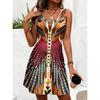 Women's  Retro Totem Pattern Printed Sleeveless Round Neck Dress Loose Soft and Comfortable Plus Size Dress
