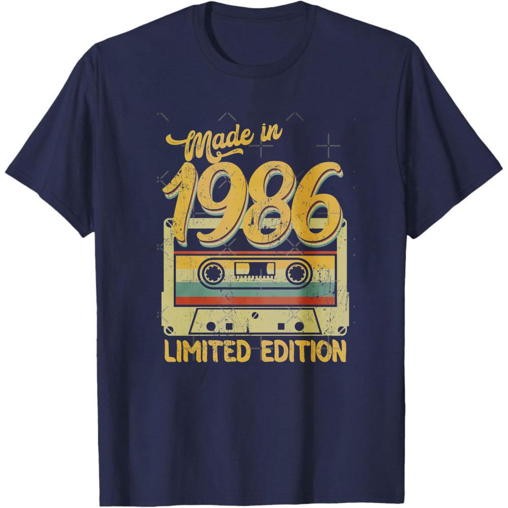 Made in 1986 Limited Edition Cassette Tape Design Men T-Shirt Vintage Retro Style Casual Wear for Birthday Gift for Him
