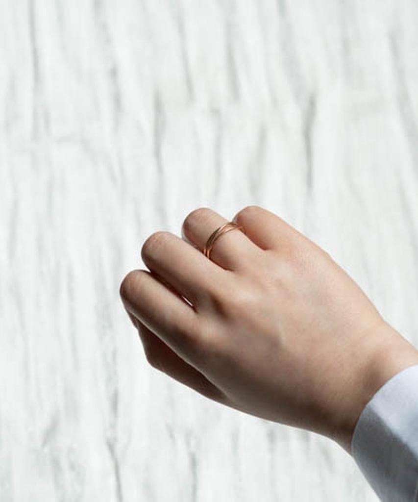 Alleun Silver 925 Layered Silver Thread Ring Knee Friendship