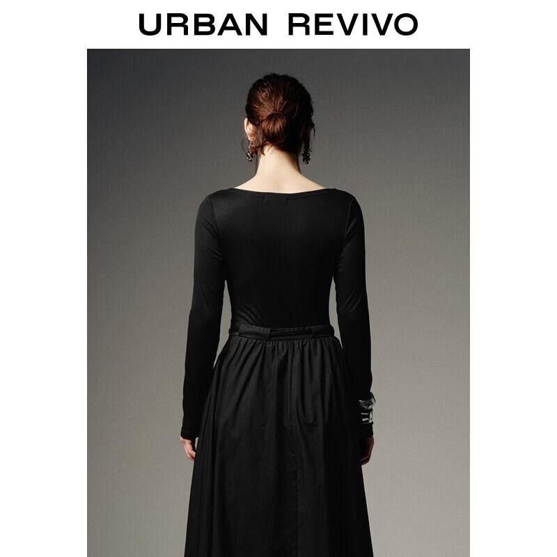 UR 2026 Spring Women's Casual Slim Fit Dress with Metal Buckle Belt