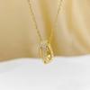 Elegant Korean Double Ring Square Pendant Titanium Necklace for Women