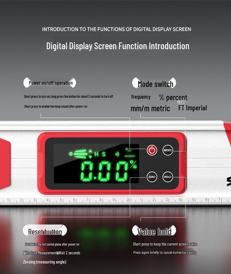 Shengtai Xin Electronic Digital Level: Magnetic, Waterproof, Oil-proof, Aluminum Alloy Inclinometer.