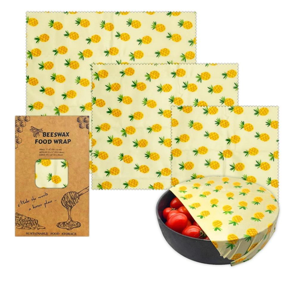3pcs/Set Reusable Beeswax Wrap Paper Natural Food Wrapping Paper Fresh Keeping Cloth  Sandwich