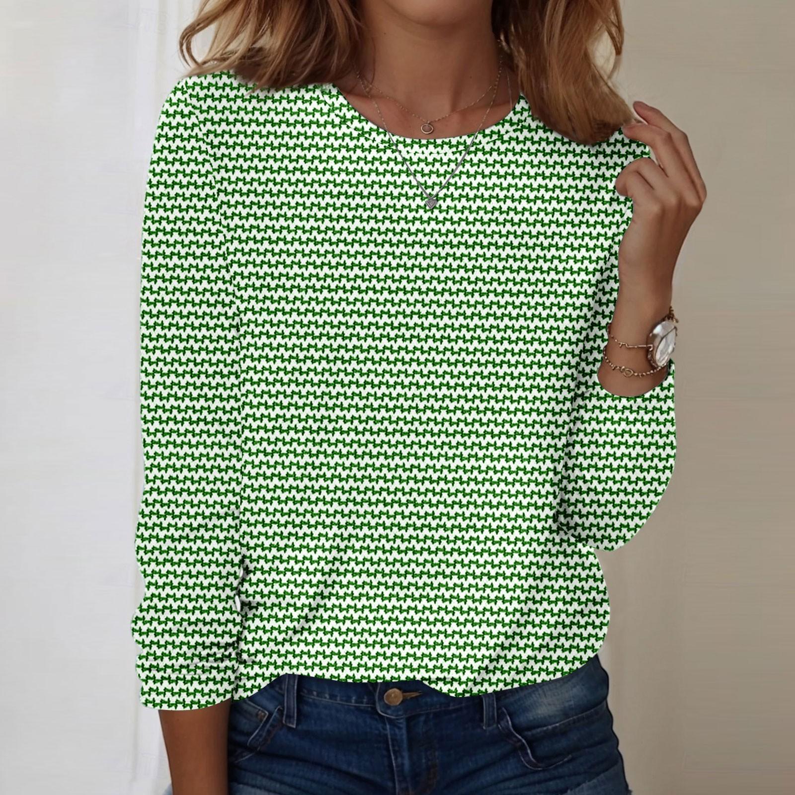 

Long Sleeve Shirts For Women Cute Print Graphic Tees Blouses Casual Plus Size Basic Tops Pullover XL