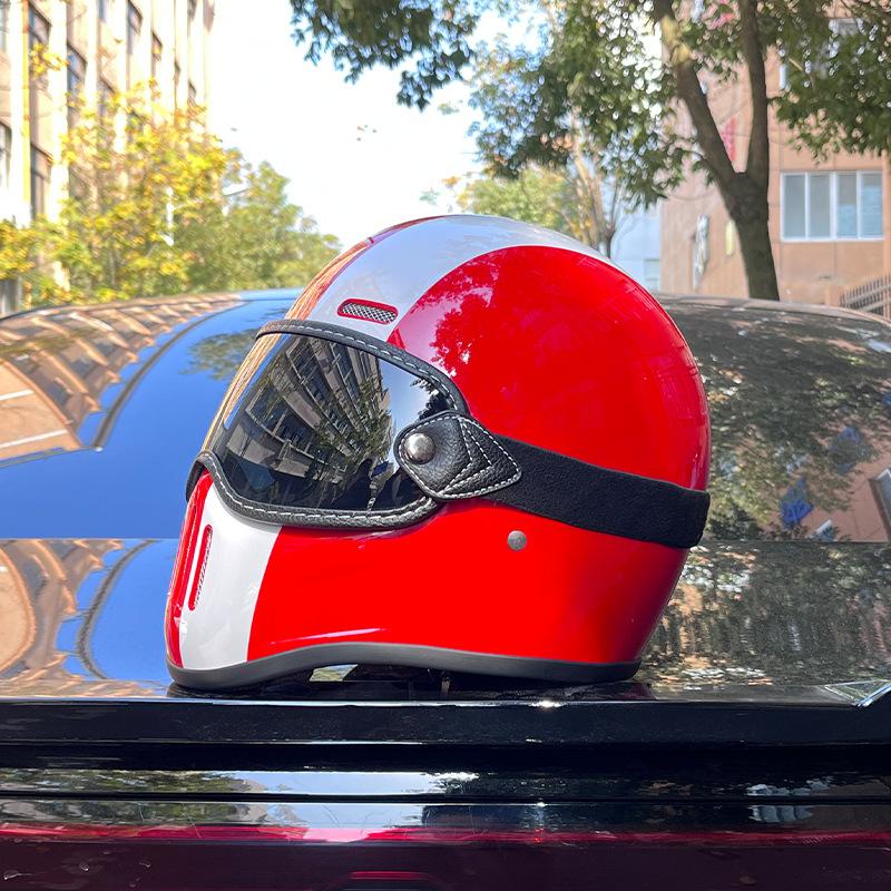 German Fiberglass Small Helmet Body Retro Helmet Motorcycle Men's and Women's Ultra-light Cruise Locomotive Full Helmet