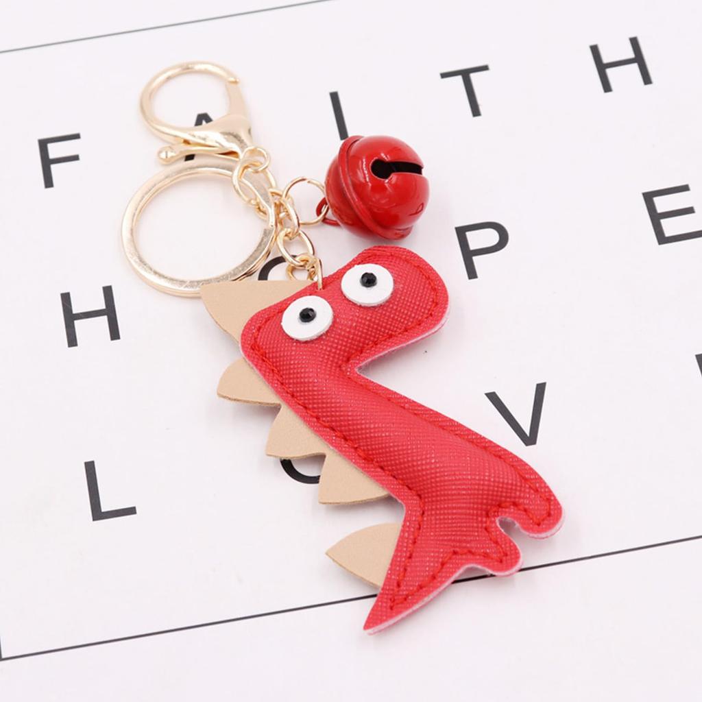 Moerstar Přívěsek na klíče, Roztomilý dinosauří kožený zvonek, Držák na klíče od auta, Dekorace na tašku, Mobilní telefon, Klíče,