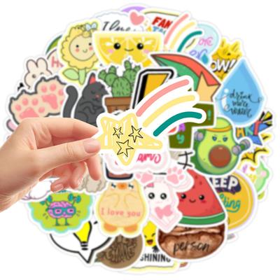 50PCS Cute Cartoon Stickers Animal Fruits Inspirational Stickers Vinyl Waterproof Decals Packs for Laptop Bumper Skateboard