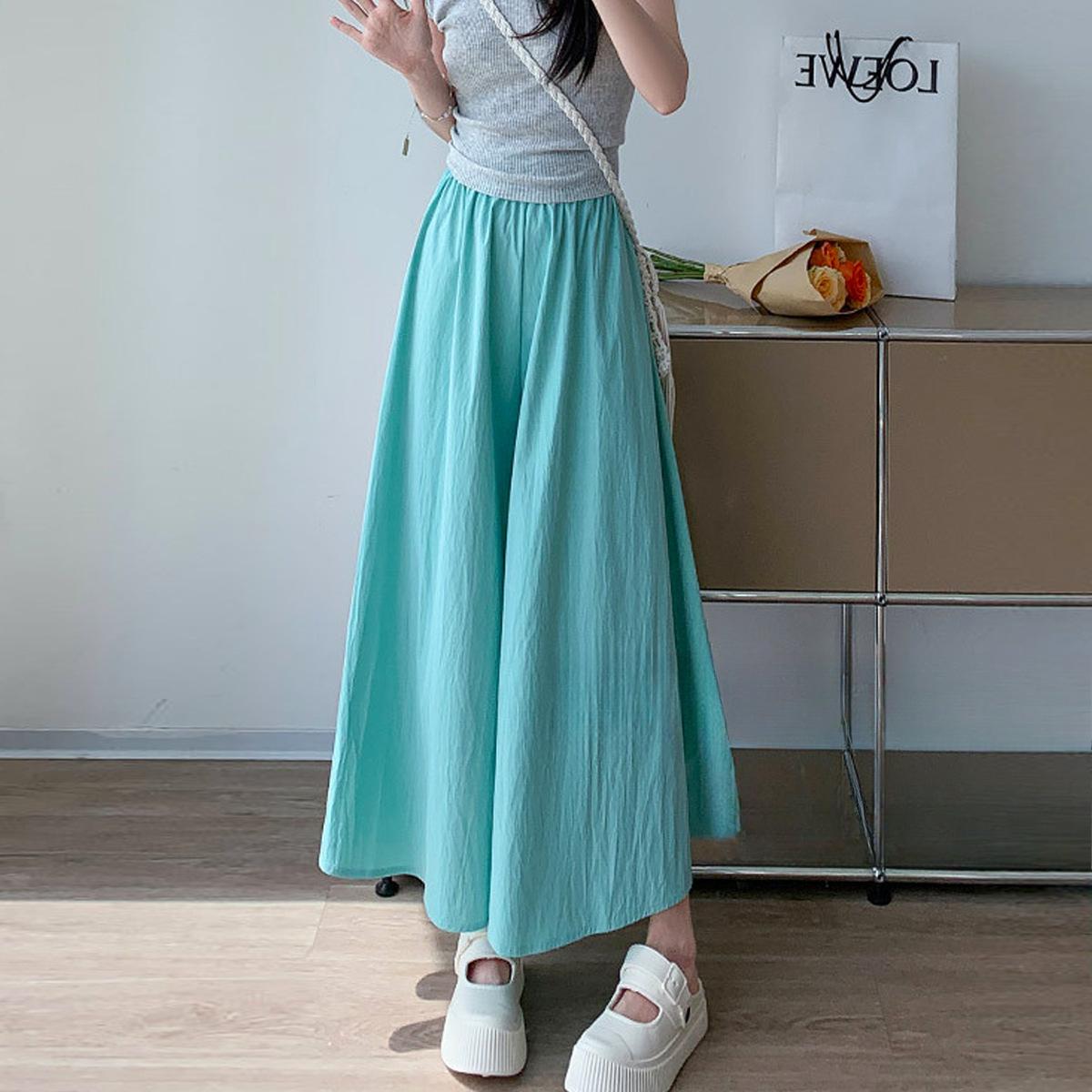 

Женские брюки-юбки Yamamoto Wind 2025, весна-лето, новые, с драпировкой, с высокой талией, тонкие, полуоблегающие, повседневные, с длинной юбкой, широкие брюки XL мятный зеленый