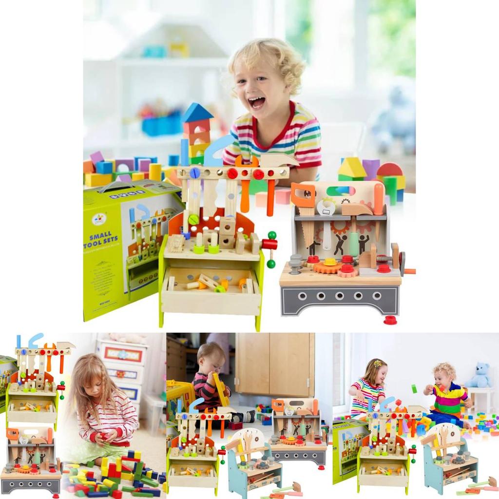 Établi en bois coloré Outil Jouet éducatif interactif Pour enfants Âge 4-6