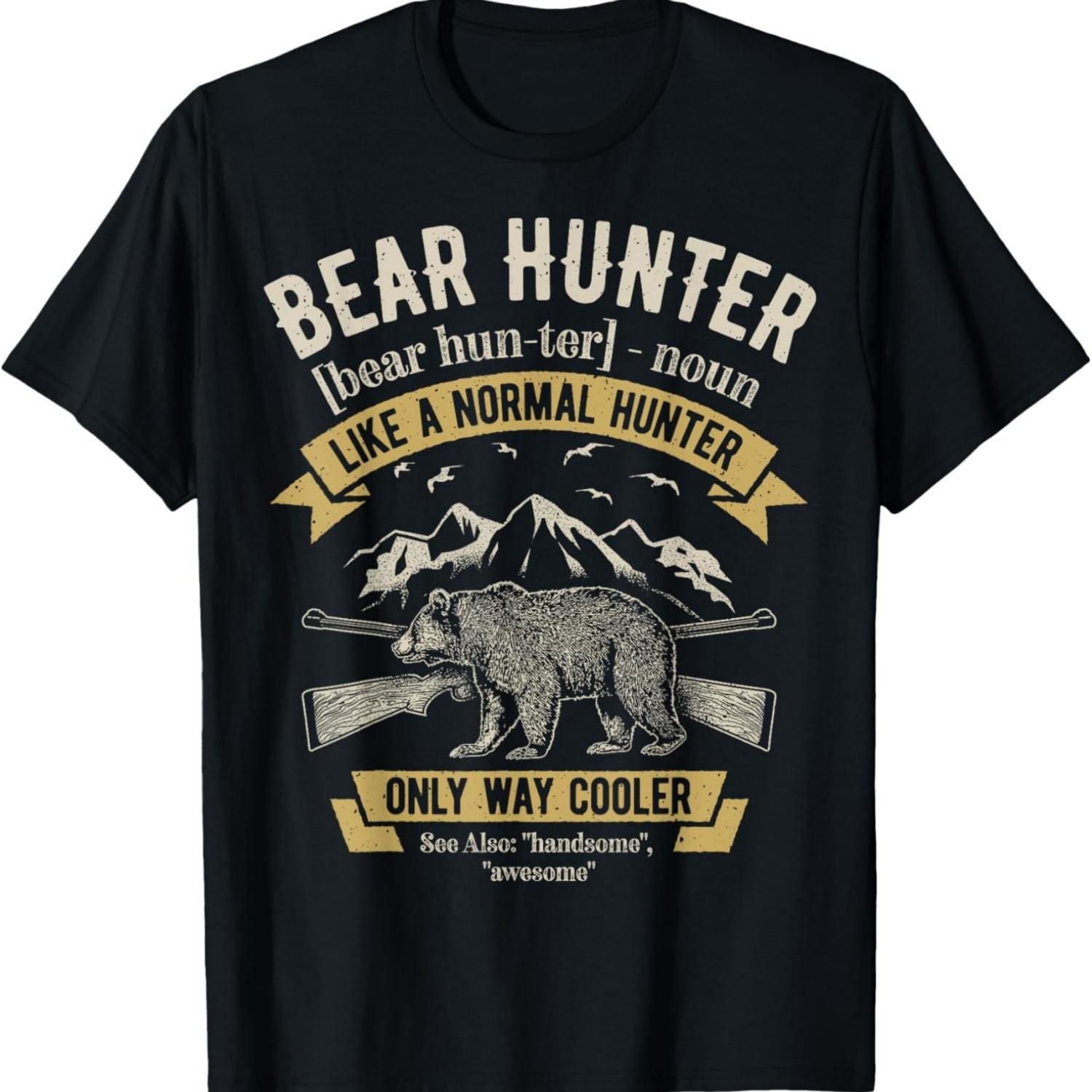 

Bear Hunter T shirt Vintage Hunting Funny Hunters Definition T-Shirt S