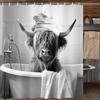 Funny Cat Shower Curtain, Turtle Starfish Fabric Shower Curtain, Children Bathroom Nautical Decoration Waterproof Hook