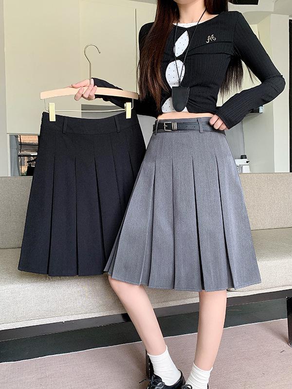 Plus Size High-Waisted Pleated A-Line Midi Skirt, 2026 Style 4XL