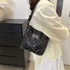 Trendy Sequin Bucket Bag Versatile Shoulder Bag For Women In Black Pink Silver Colors